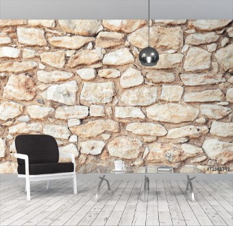 Bild på Background photo texture of yellow stone wall